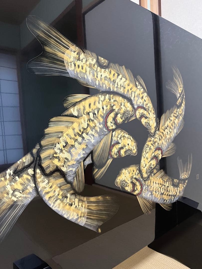 輪島塗 小西啓介作 衝立 パーテーション 鯉沈金