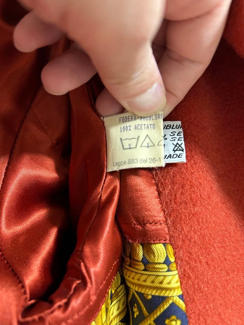 美品イタリア製HERNOヘルノベルト付き裏地プリントロングコート42