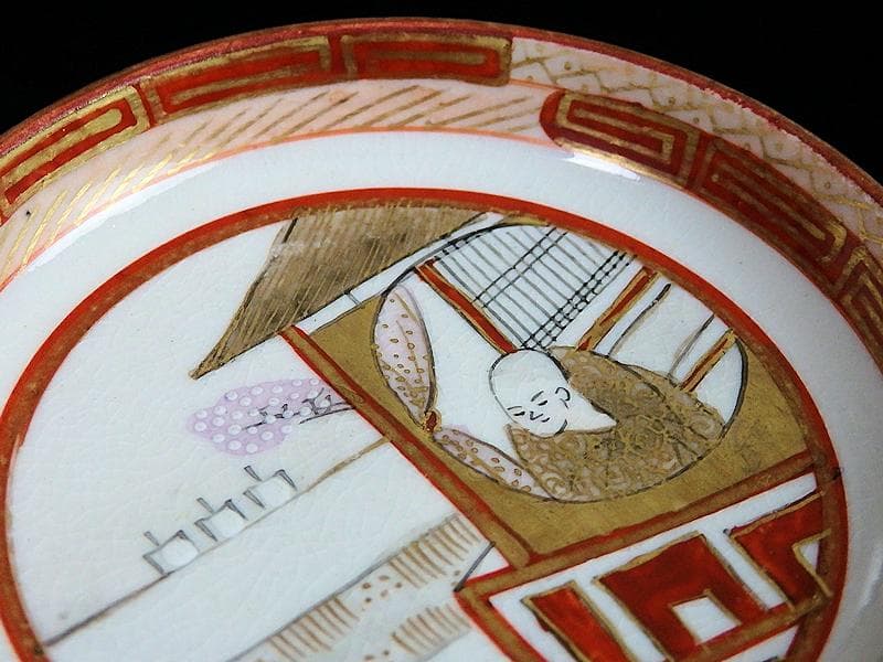 九谷 赤絵 桜花に人物図 豆皿 5客 D879AS-fazb - メルカリ