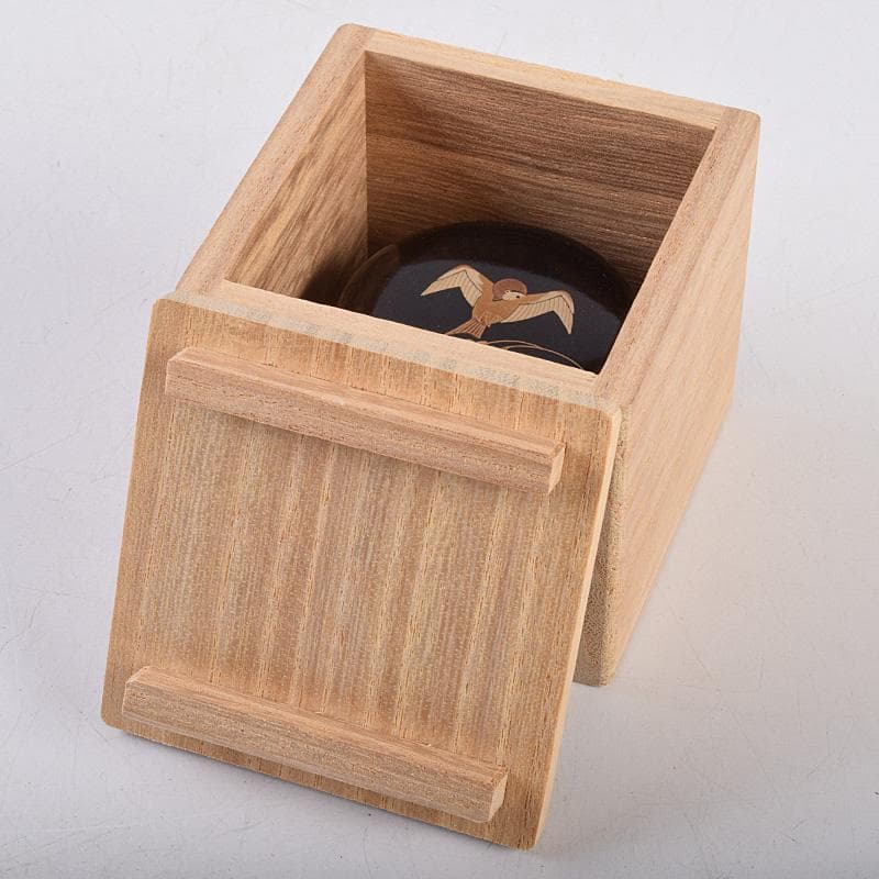 茶道具 山中塗 中村宗悦作 桜材 神代塗 稲穂雀蒔絵 丸香合 共箱 VR8978