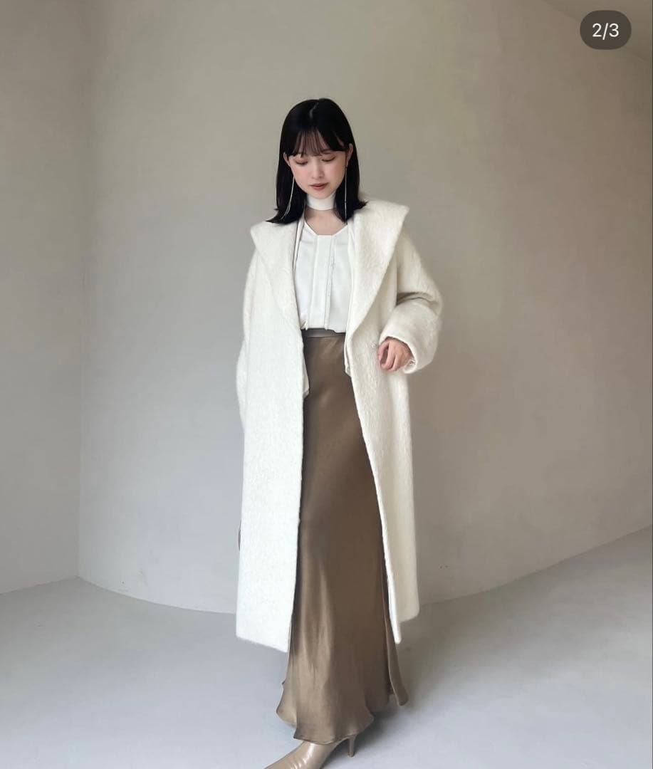 anuans アルパカウールショールカラーコート - メルカリ