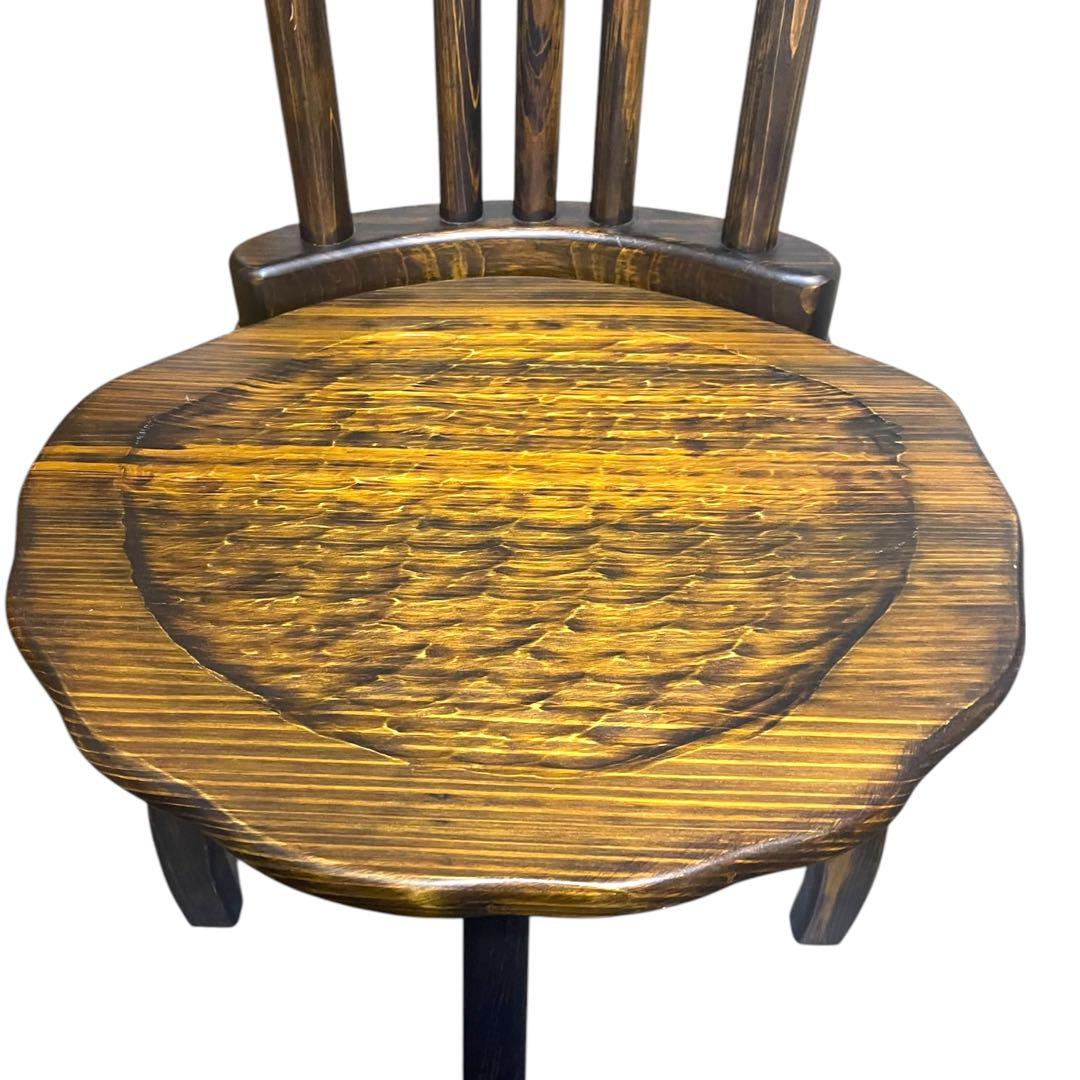 Creema りんりんばち　背付き　高級　手作り　回転　椅子　チェア　木製