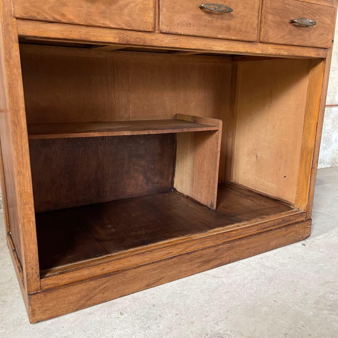 アンティーク 食器棚 置き台付き 希少な棚 ダイヤガラス 戸棚 昭和レトロ