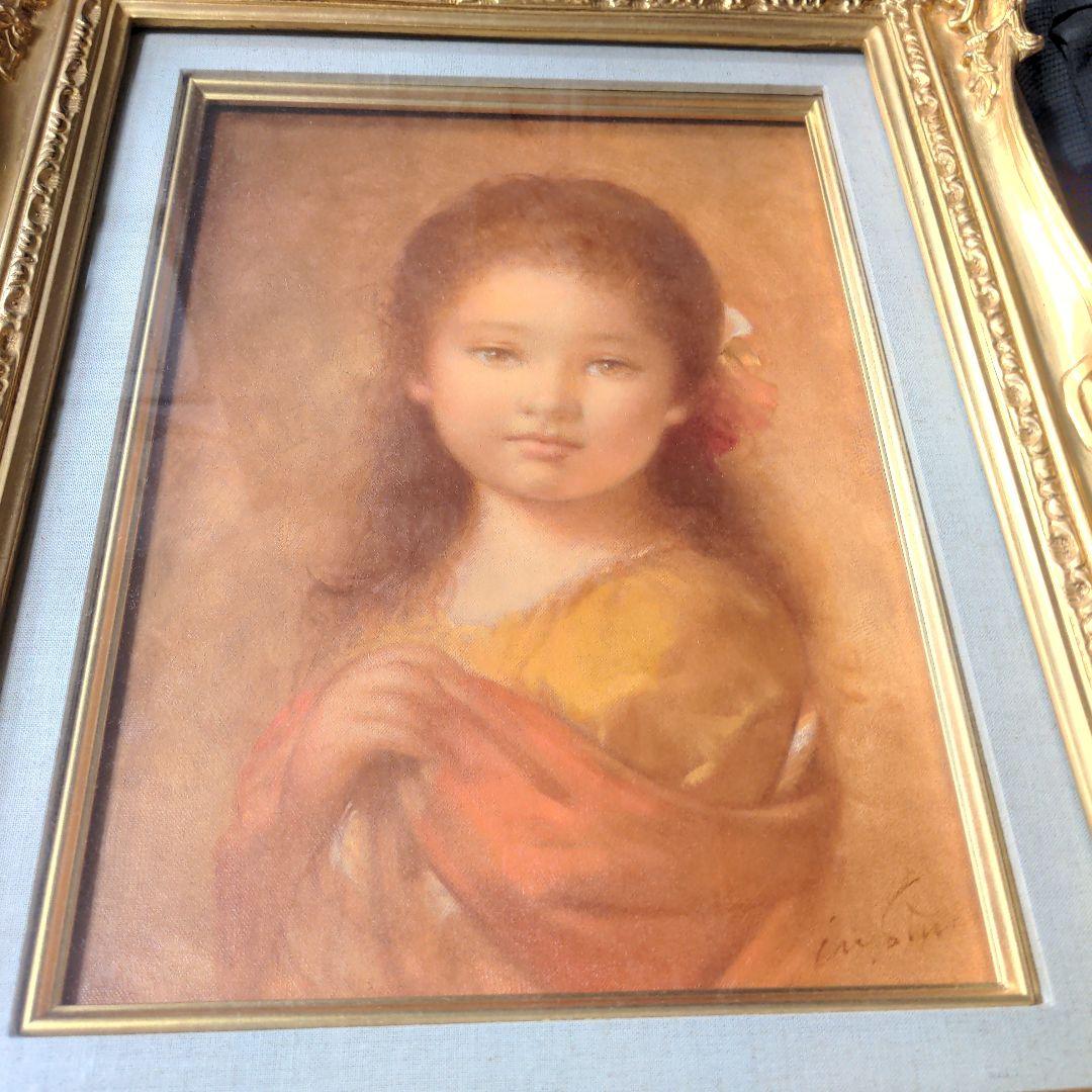 【最終価格】 洋画家　進　徹先生　４号油絵　　ストールの少女