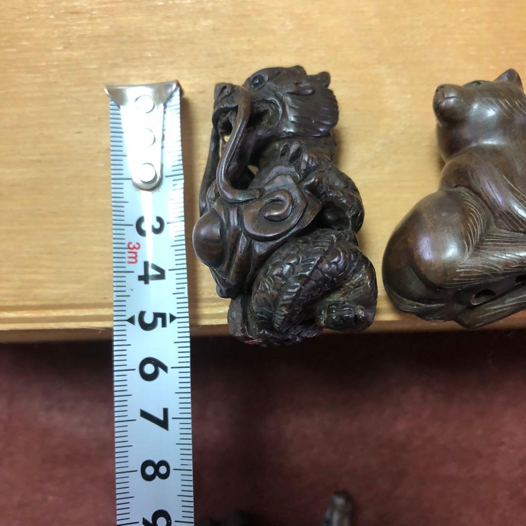 送料無料☆アンティーク雑貨 アニマル根付 7体セット