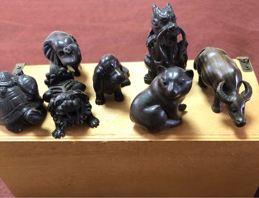 送料無料☆アンティーク雑貨 アニマル根付 7体セット