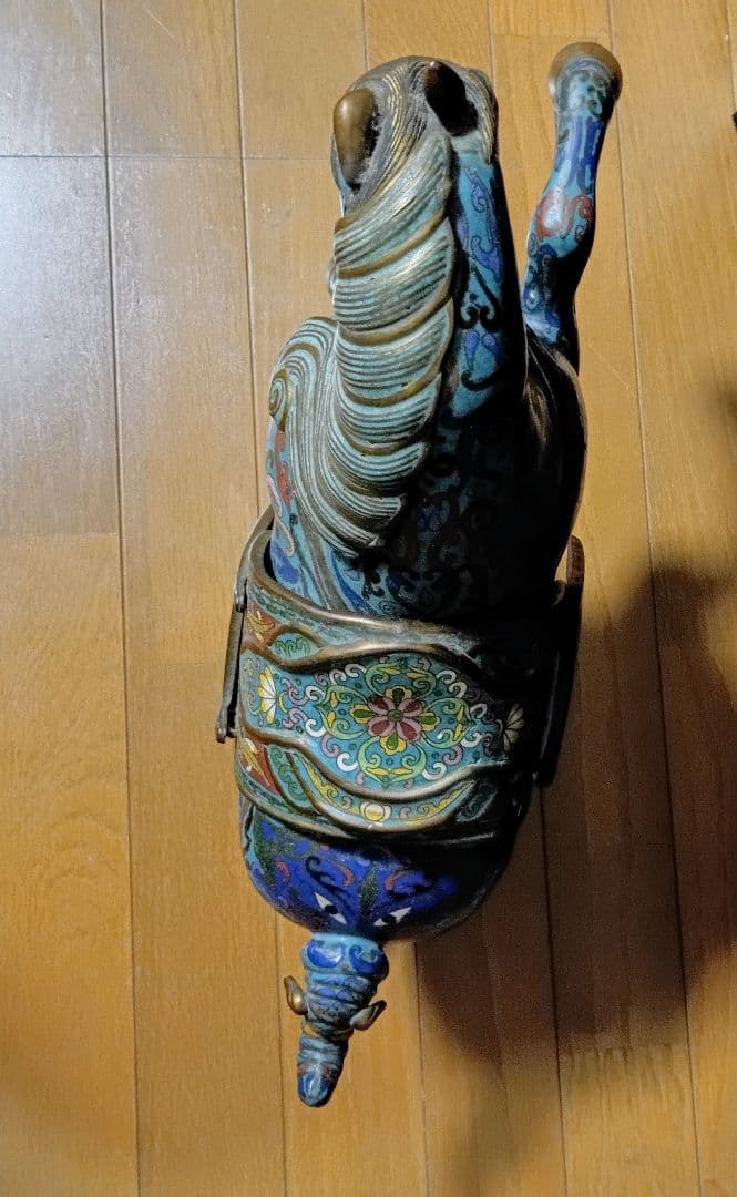 馬 一対 七宝焼き 倣古 置物 中国 大きい 工芸品 インテリア アンティーク