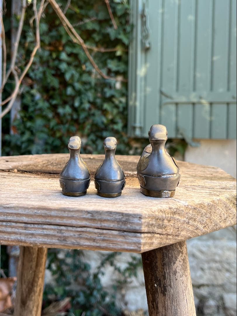 ◇フランスアンティーク｜ピューター製アヒル小物入れセット手作り小鳥
