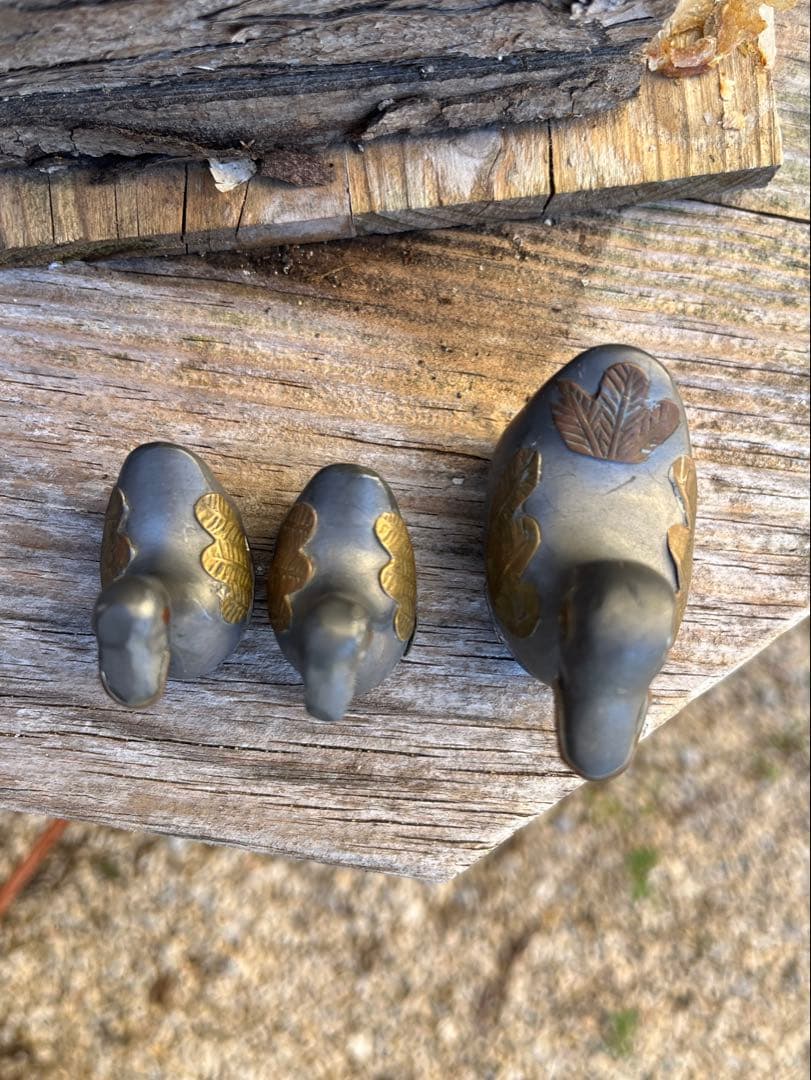 ◇フランスアンティーク｜ピューター製アヒル小物入れセット手作り小鳥