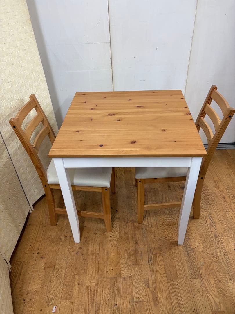 M032　イケア　ダイニング3点セット　ダイニングテーブル　幅740ｍｍ（