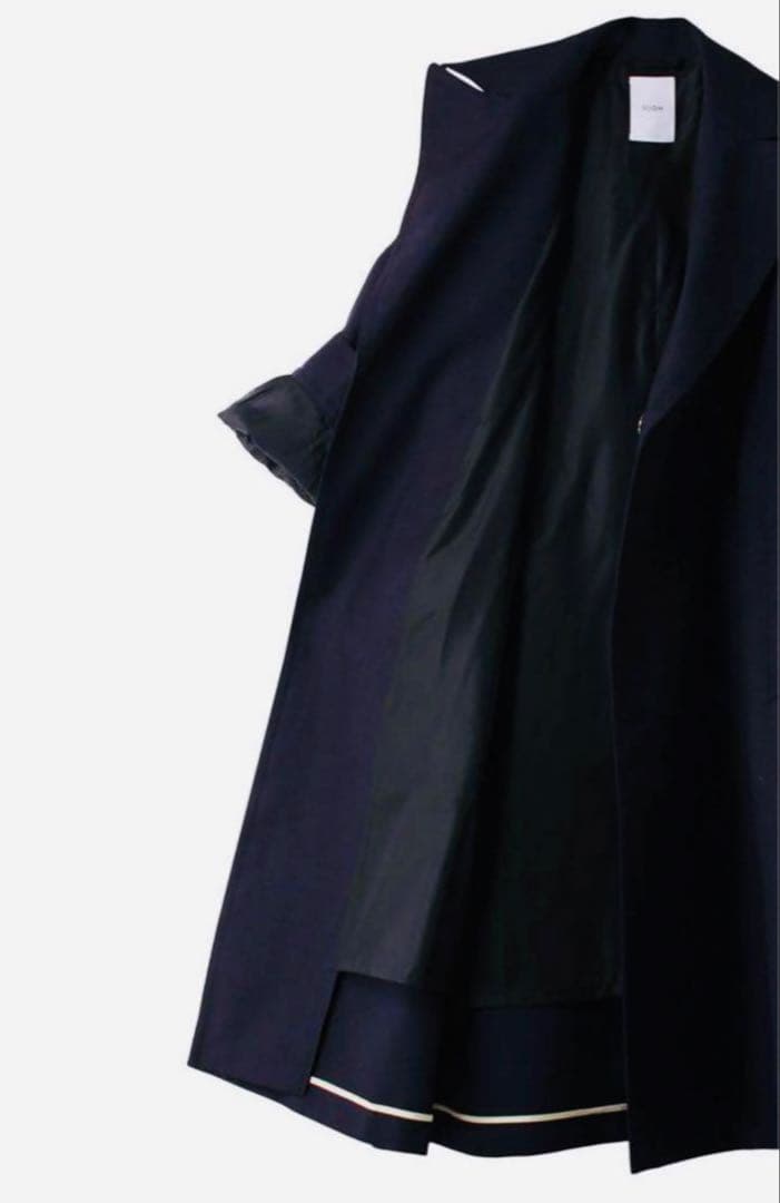 UJOH ウジョーWool Serge オフィサーフレアコート黒☆12☆新品