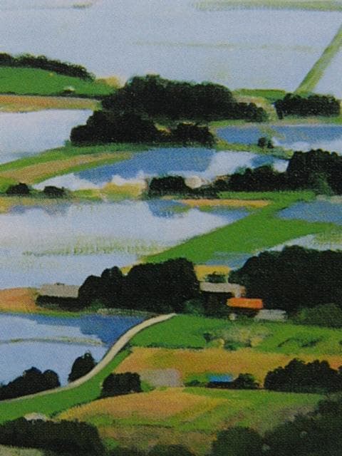 大森祥吾、田植季の阿蘇、希少な画集より、新品高級額・額装付、状態良好