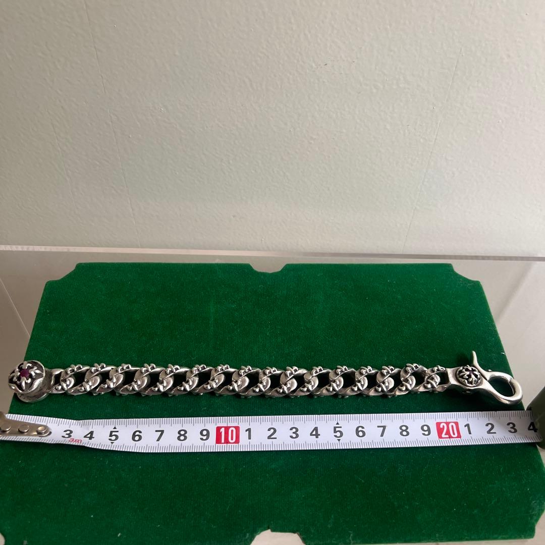 A&G ルビー　クロス フレア ファンシー チェーン ブレスレット　シルバー