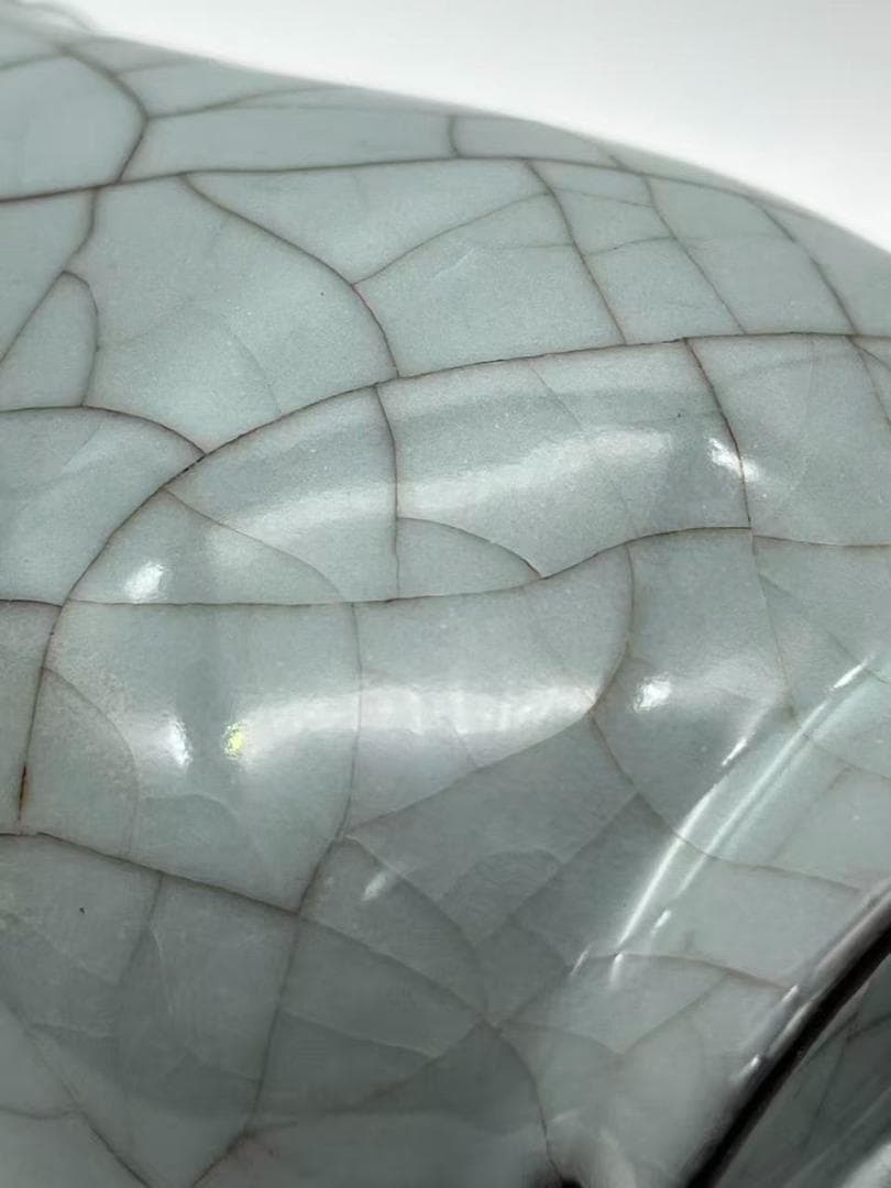 南宋時代 青磁 官汝窯貫耳瓶 汝官窯 【旧家蔵出し】希少貴重(