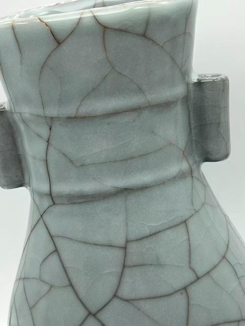 南宋時代 青磁 官汝窯貫耳瓶 汝官窯 【旧家蔵出し】希少貴重(