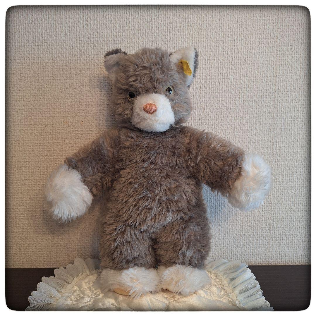 【70' 柔らかグレー 猫 Dossy 29cm】ヴィンテージ シュタイフ