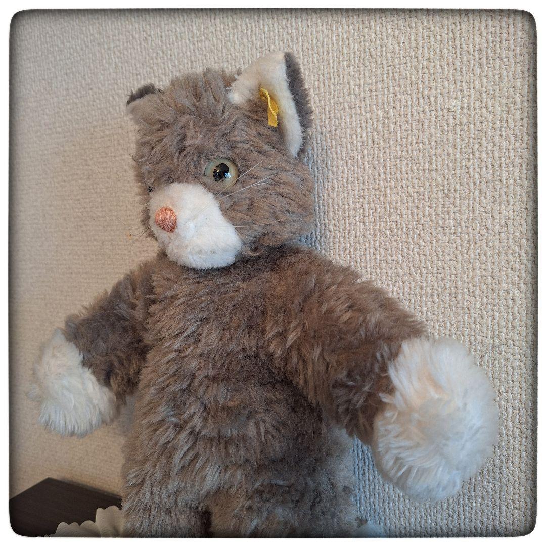 【70' 柔らかグレー 猫 Dossy 29cm】ヴィンテージ シュタイフ