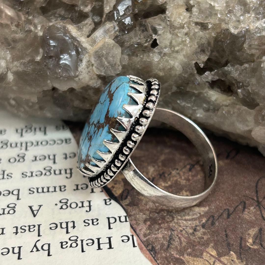 けーい 70s ヴィンテージ ターコイズ リング 23号 指輪 シルバ