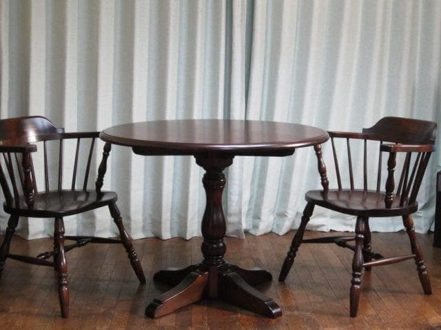 松本民芸家具 ミズメザクラ 無垢材 A型 丸テーブル ダイニングテーブル 円卓