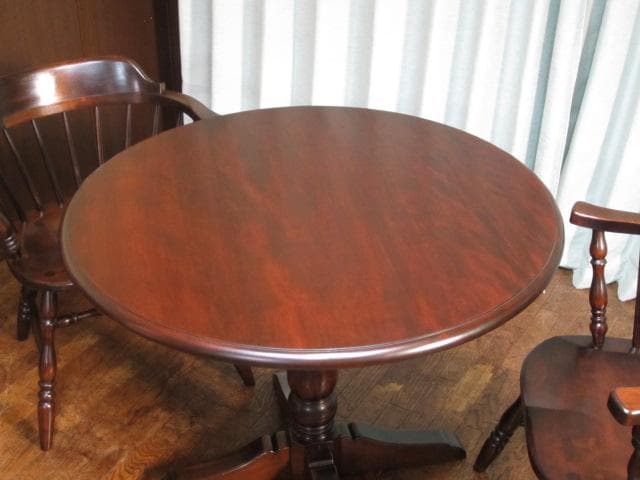 松本民芸家具 ミズメザクラ 無垢材 A型 丸テーブル ダイニングテーブル 円卓