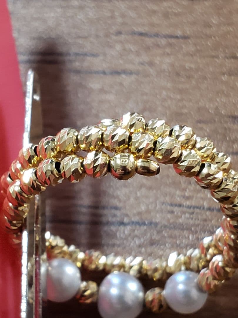 ベビーパール付きK18フリーリング