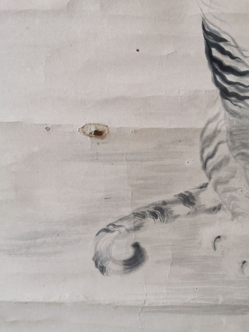 大橋翠石　虎図 肉筆保証　虎の画家 岐阜の人 渡辺小華師事　掛軸　茶道具