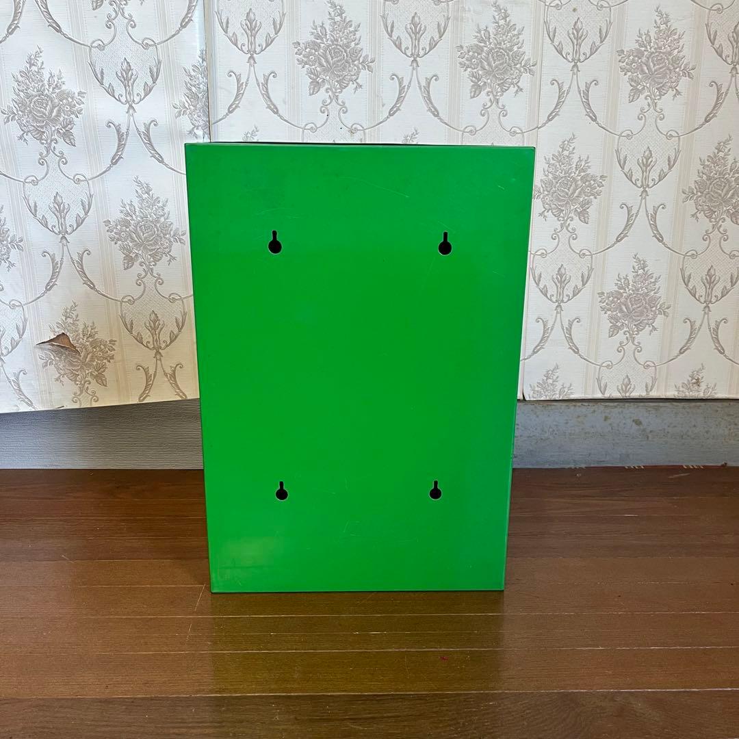 【アンティーク】スチール製 鏡付き 鍵保管庫 キーボックス ノベルティ 古道具