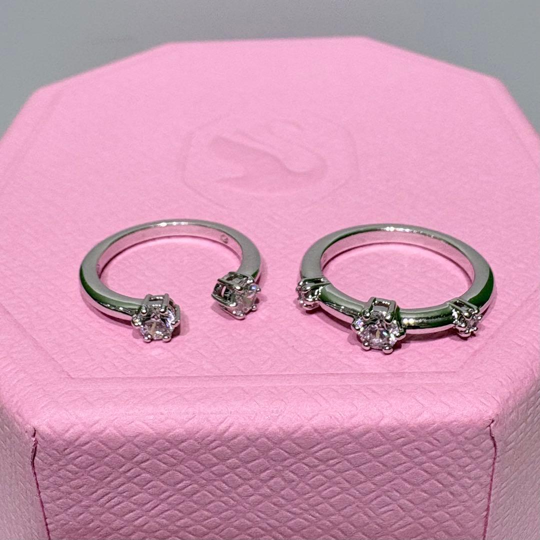 スワロフスキー 2連 リング 11号 Constella コンステラ シルバー