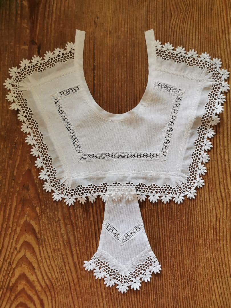 アンティークフランス 花のギュピールレース 付け襟 ＆ジャボ お揃い2