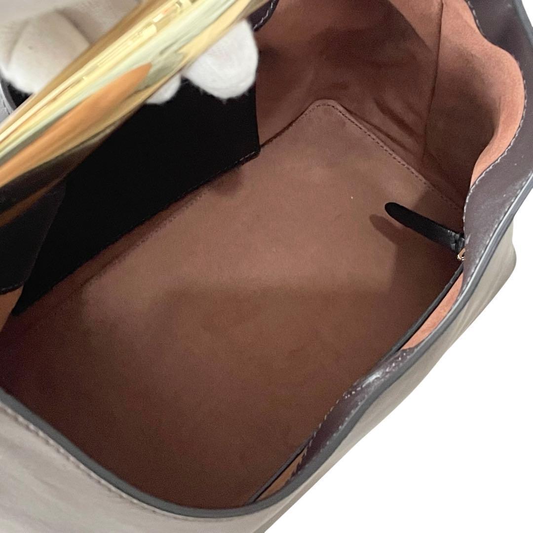 《未使用級》Elleme エレメ 2way バッグ レザー ゴールド金具 茶系