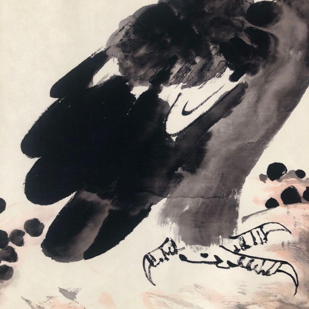 李苦禅『万里日眺』　三尺中堂　掛け軸　表装済み　大判　174×77cm　中国書画