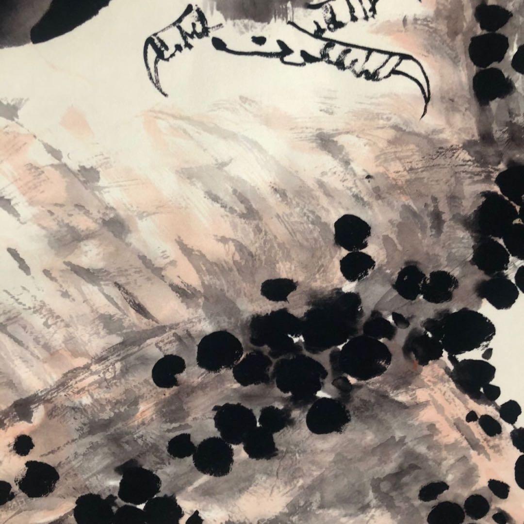 李苦禅『万里日眺』　三尺中堂　掛け軸　表装済み　大判　174×77cm　中国書画