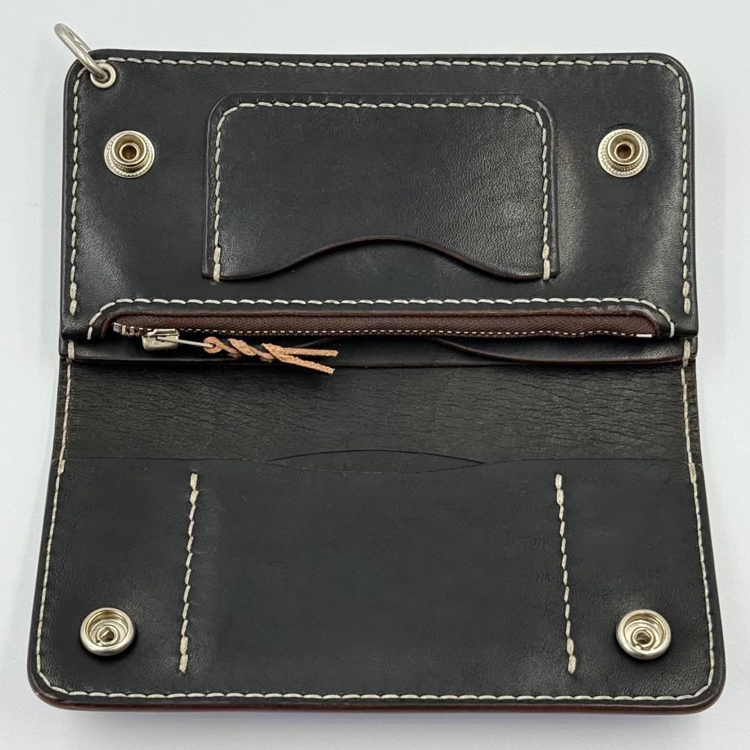 トラッカーウォレット(ブラック) サドルレザー　タロンジッパー　真鍮ニッケル