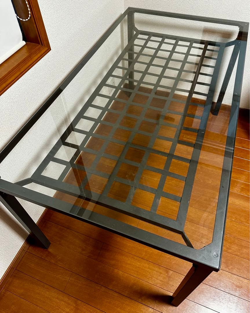 【近日廃棄・送料込み】イケア IKEA ガラストップ　ダイニングテーブル
