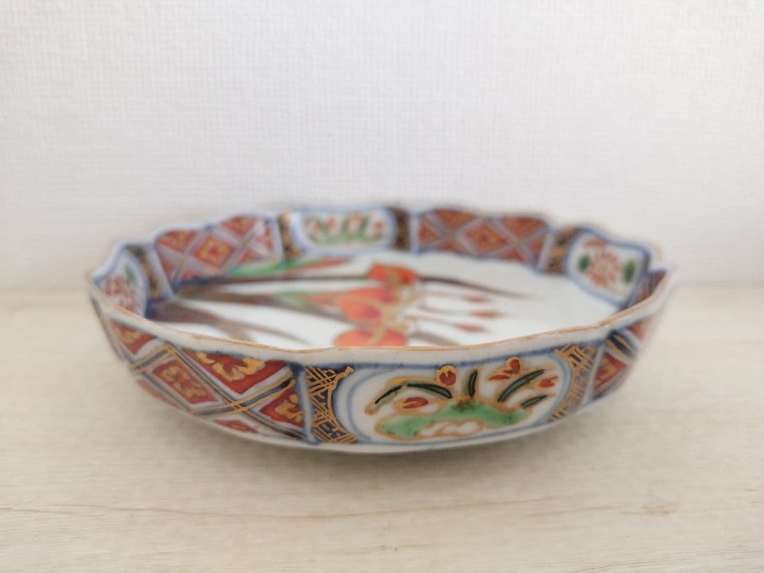 お値下げしました、4枚組 色絵 菖蒲紋 小皿