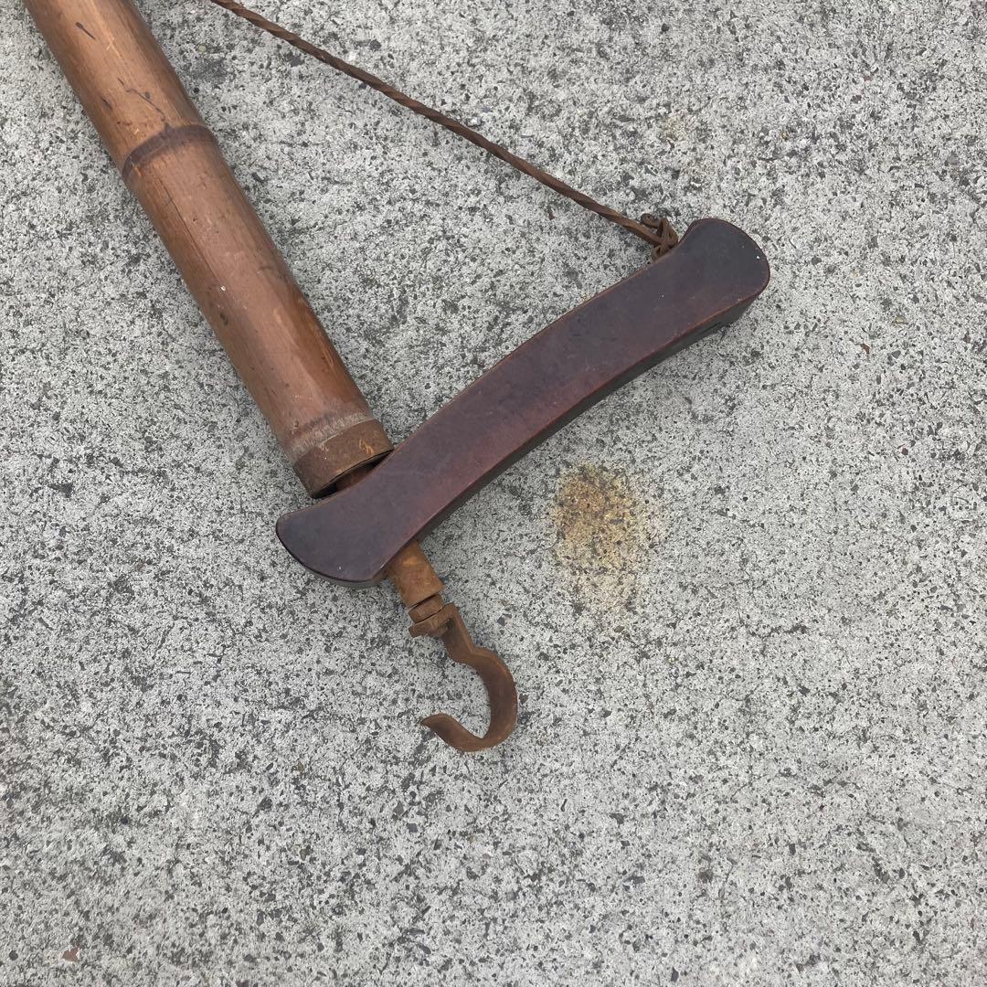 昭和レトロ 竹製 バンブー 自在鉤 囲炉裏 古民家 古民具 古道具 ビンテージ