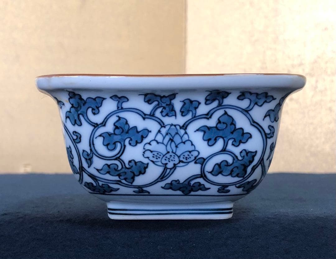 《レ》有田焼 源右衛門作 染付松竹梅 角小鉢5客 共箱 251201お2