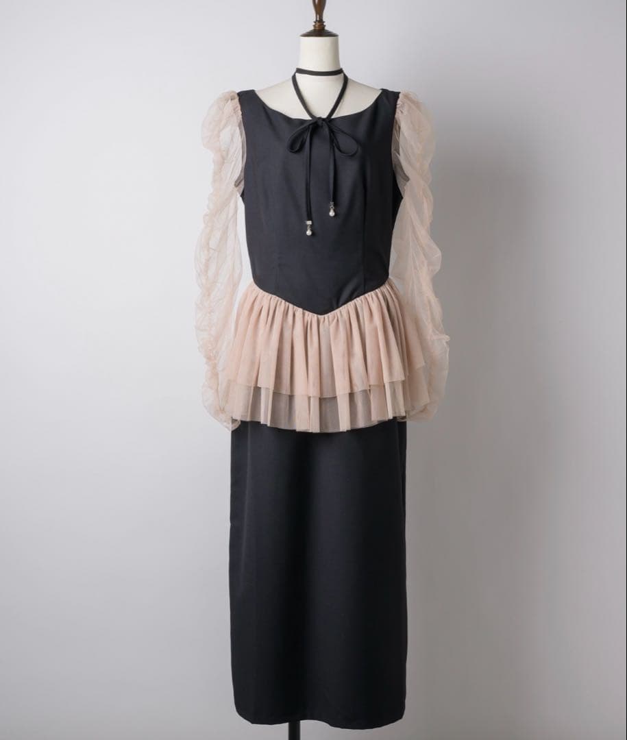 VIOLETTA チョーカー付きチュールスリーブドレス　オケージョンドレス