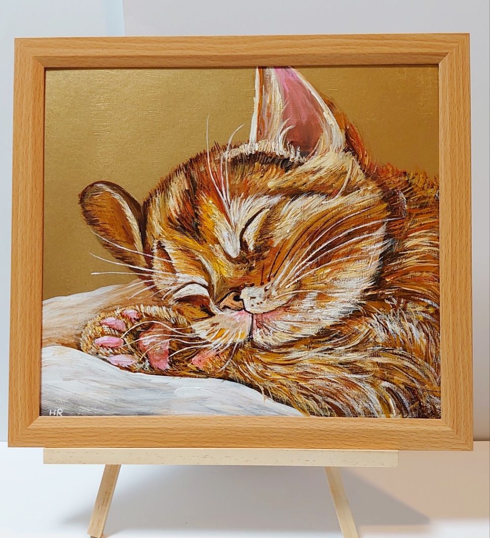 油絵 専用 一緒に眠くなる猫のきょうだい 油絵 専用 一緒に眠くなる猫