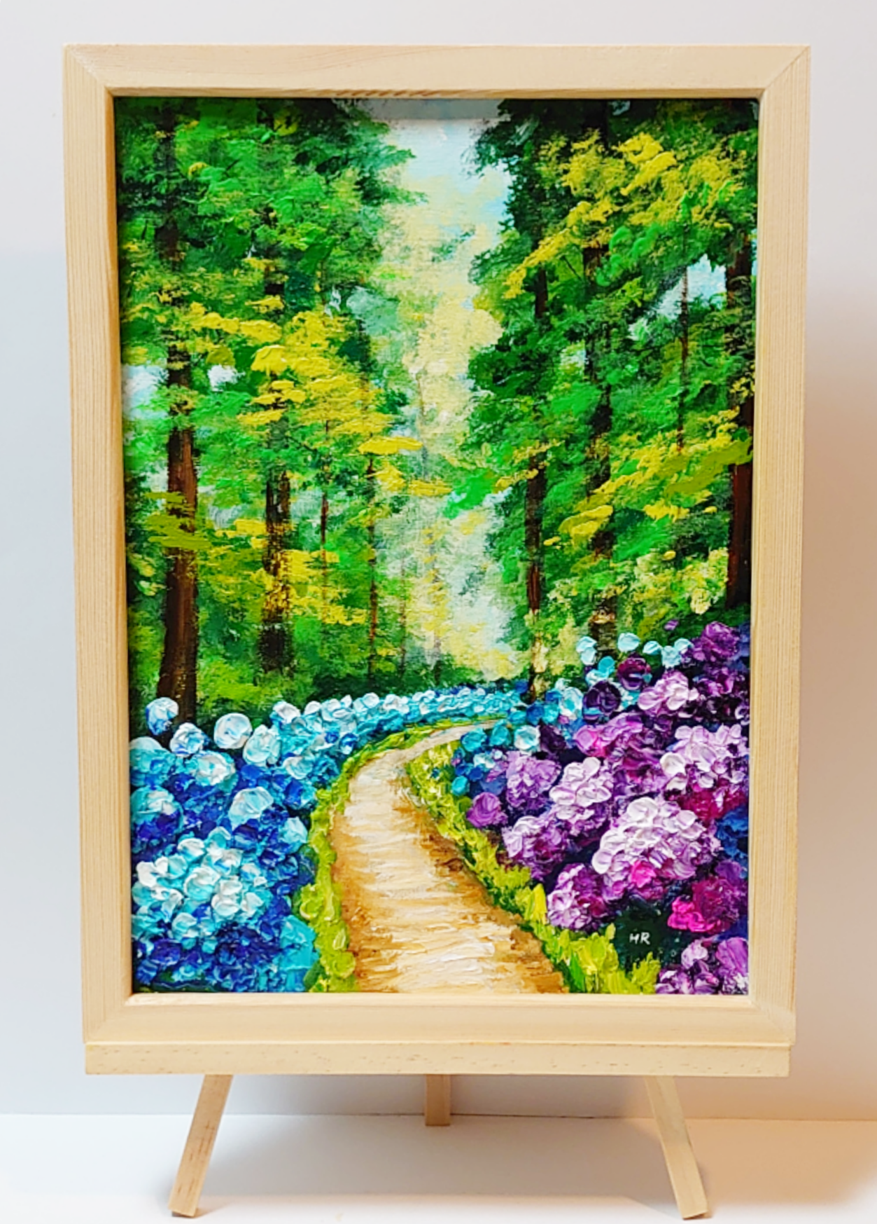 油絵 絵画 紫陽花畑の道 - HR | minne byGMOペパボ 国内最大級の