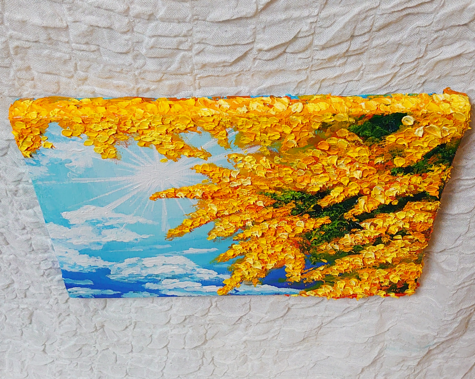 油絵 絵画 【青空に咲くミモザ】 - HR | minne byGMOペパボ 国内最大