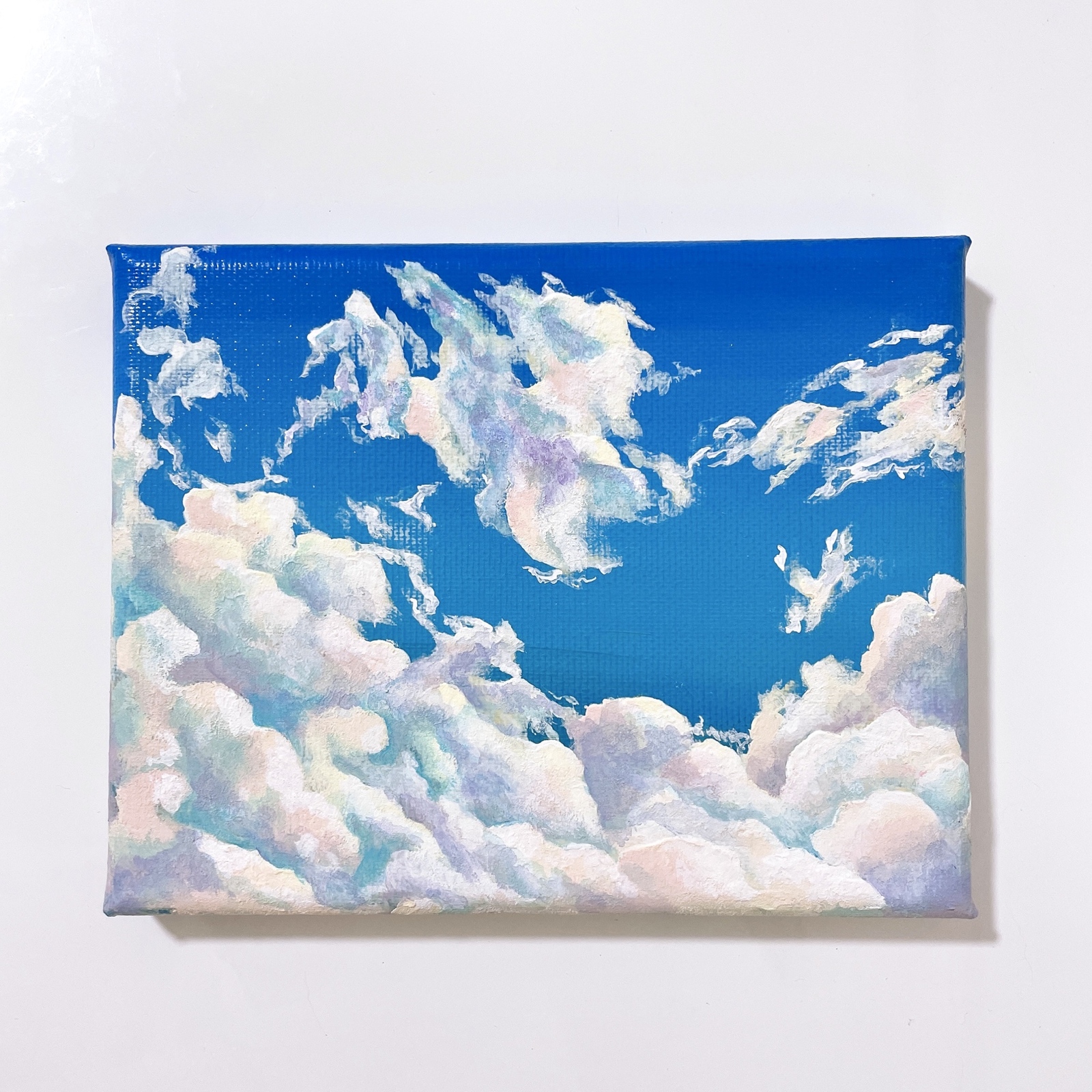 風景画 アクリル絵の具 原画 空 雲 絵画 アクリル絵の具で「青空と雲と