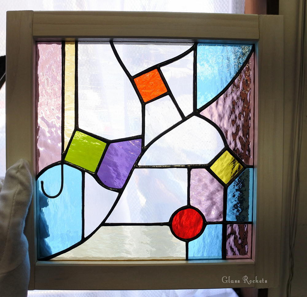 アンティーク ステンドグラス パネル 「幾何学A」再販 - Glass Rockets