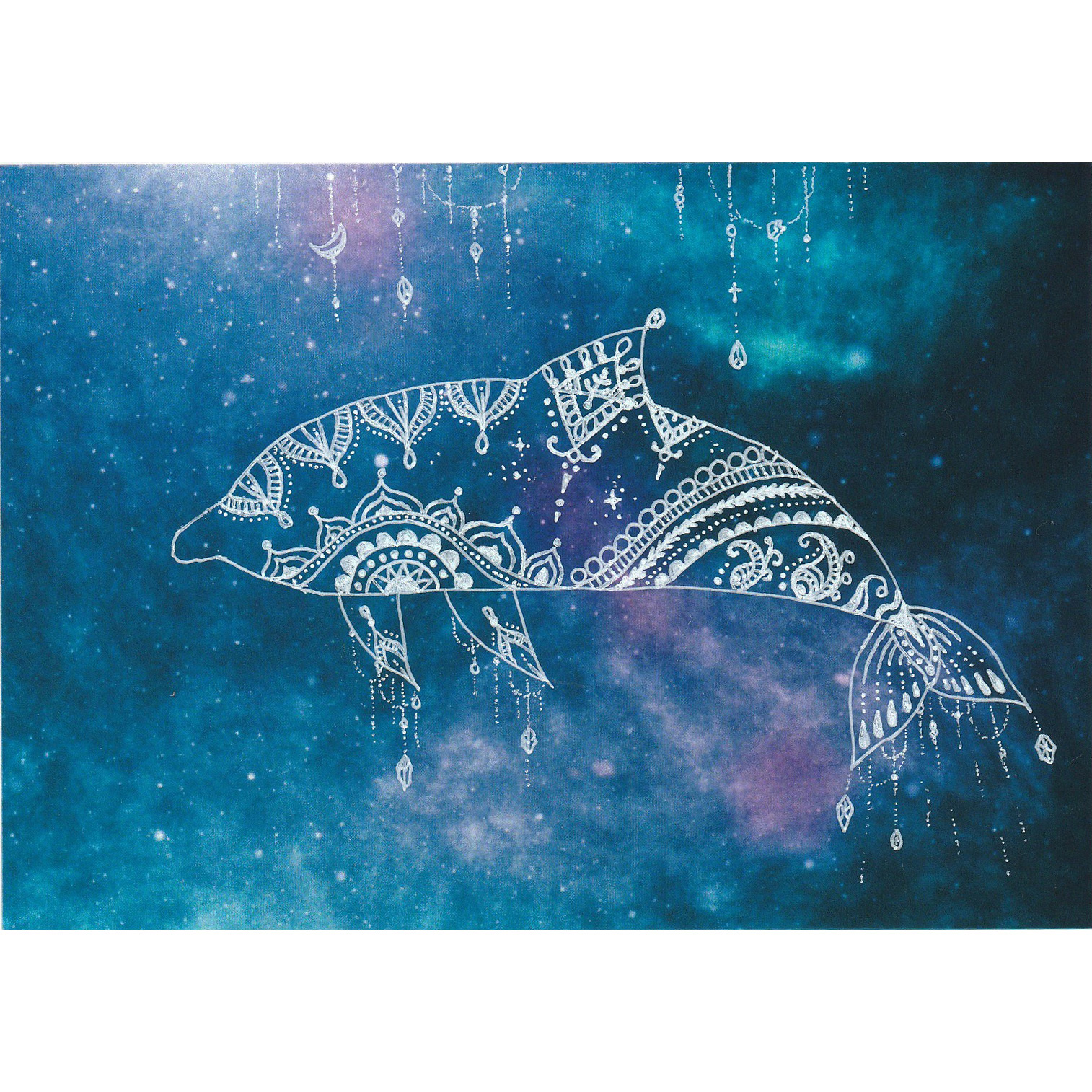 宇宙に泳ぐクジラアート【原画】 - NENJOYNLIFE'S GALLERY | minne