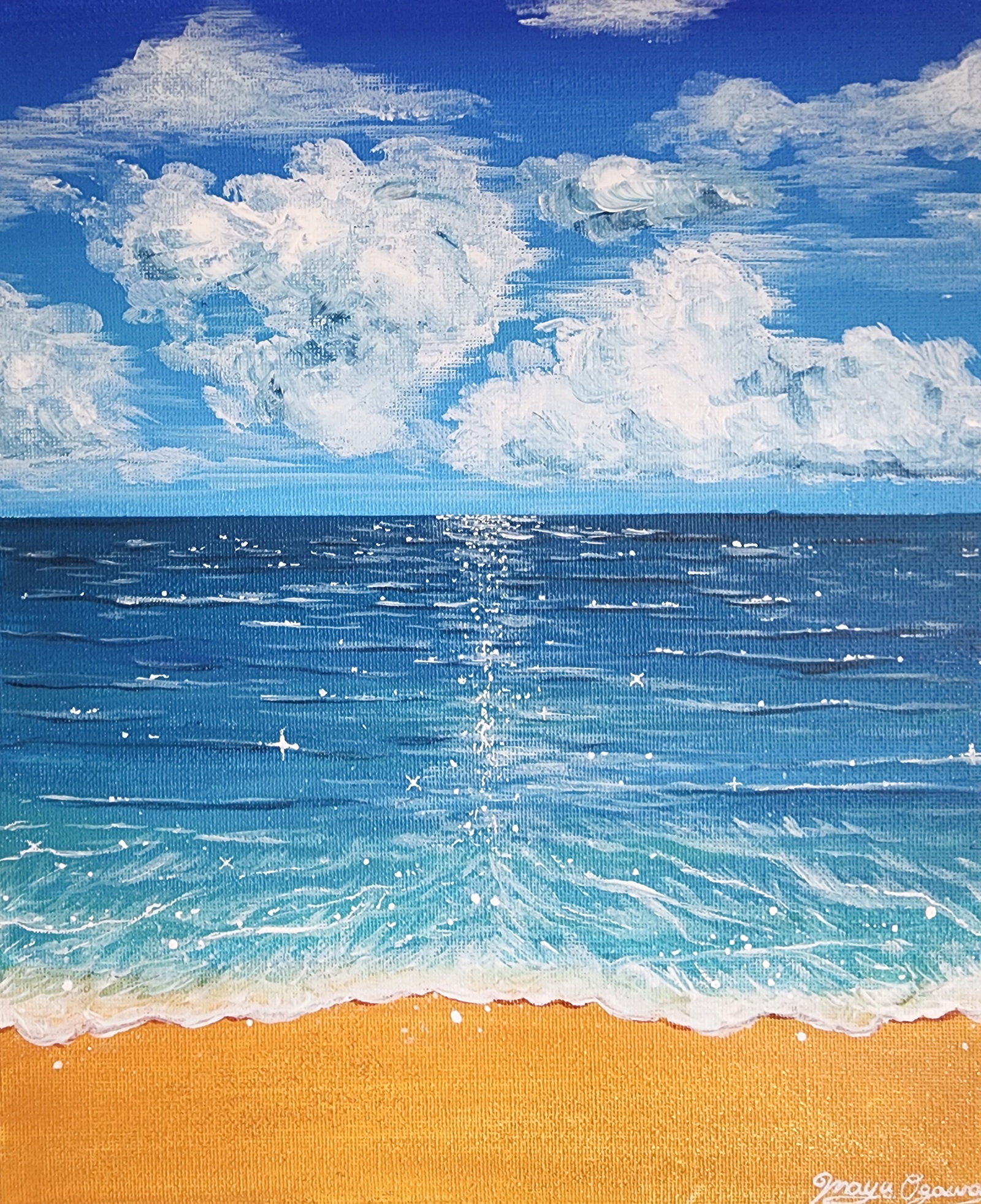 カラフルな海の風景 絵画