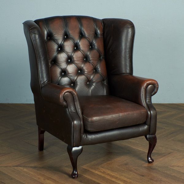 人気 本革 チェスターフィールド アームチェア リベット打ち ボタン