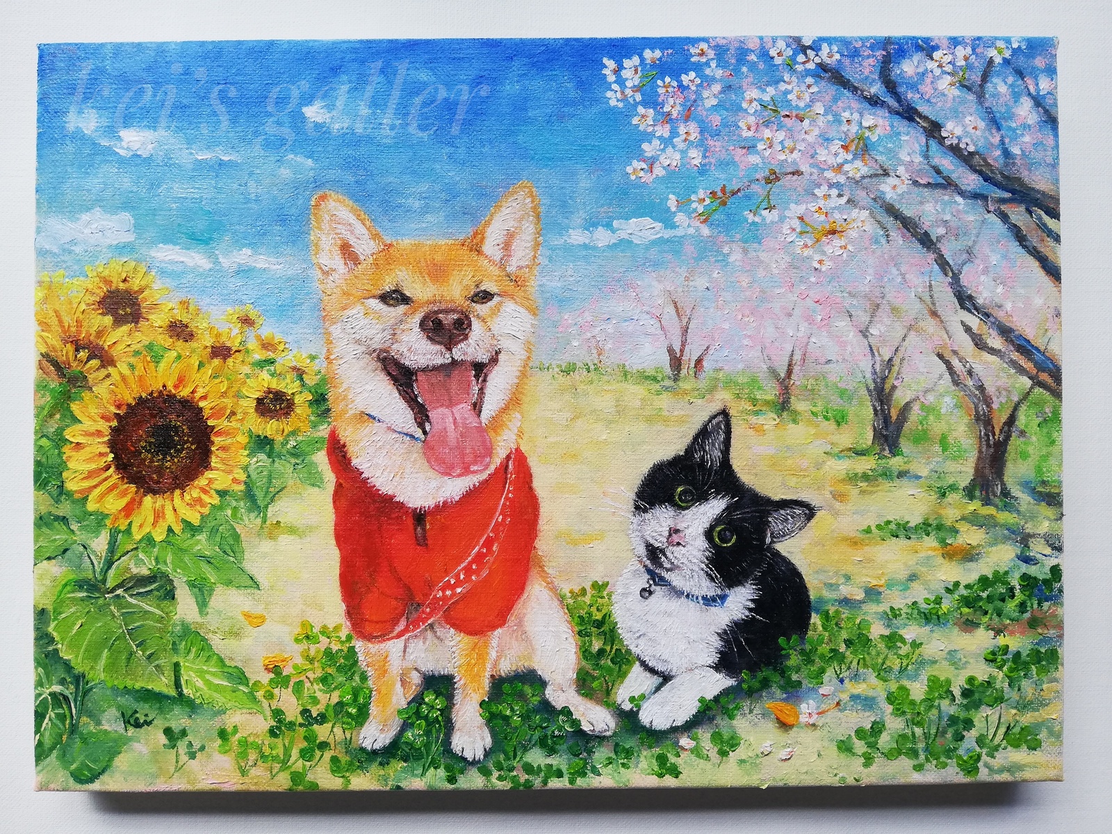 油絵 絵 絵画 インテリア F4-072119 子犬(子猫)と女の子 絵画