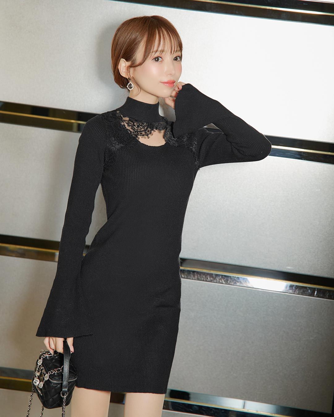 レースニットワンピース ブラック | ファッション通販＆メディア