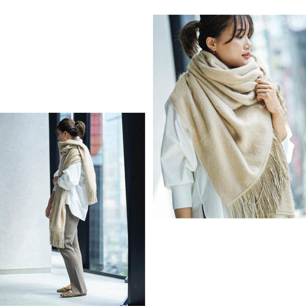 ASAUCE MELER アソースメレ キャメル フリンジ ストール 新品同様