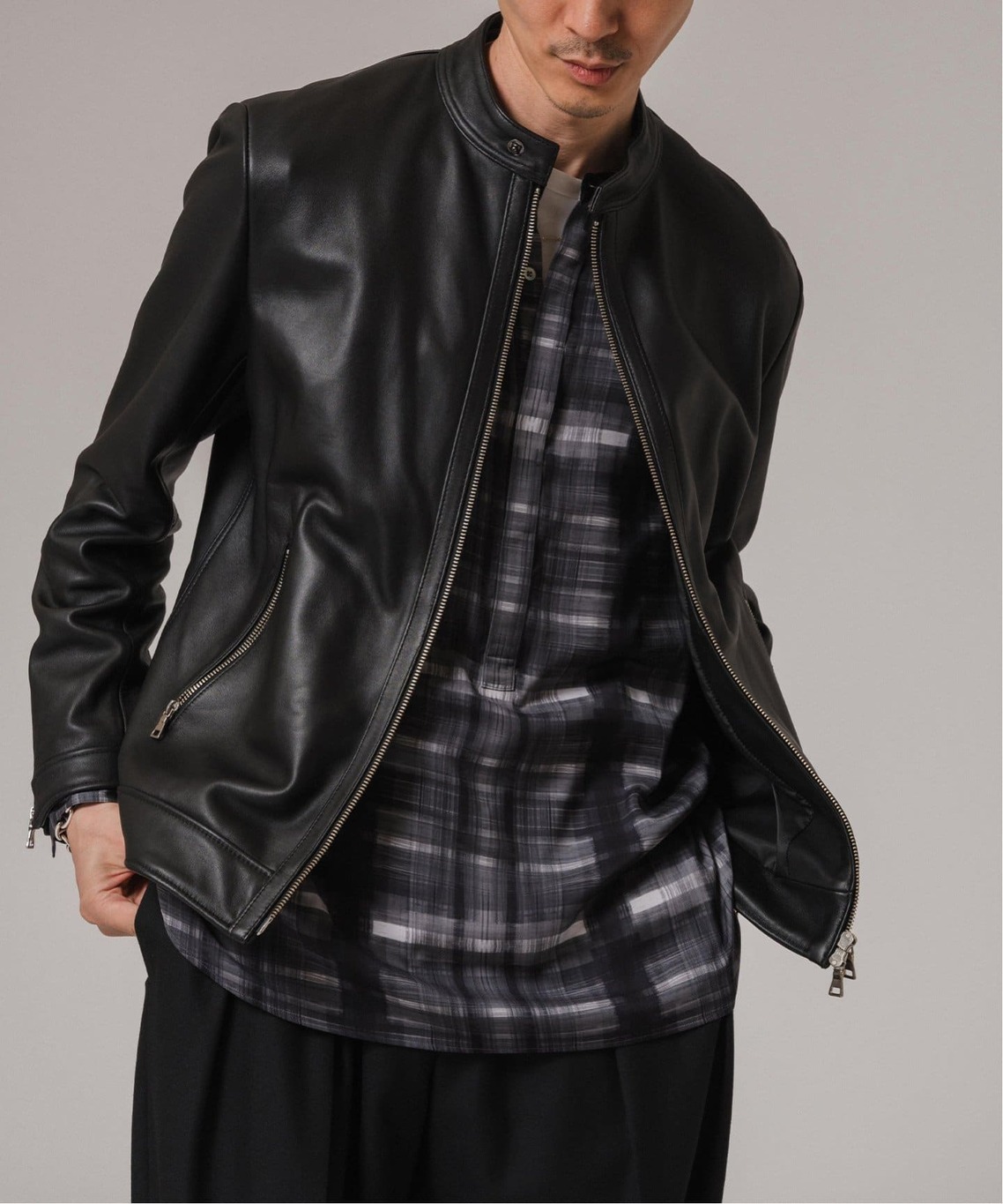 EDIFICE*黒*レザージャケット/シングルライダース*Lサイズ